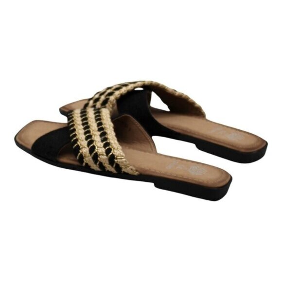 GC Shoes Women S Charita Black Flat Sandals - Chic & Comfortable - Picture 5 of 8